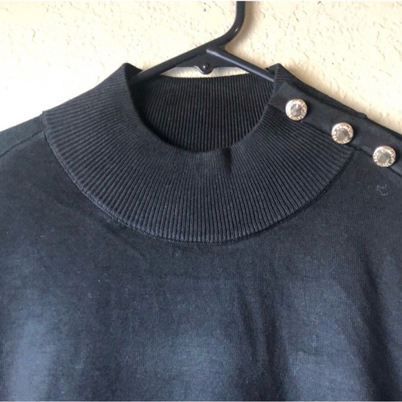 New Calvin Klein Sweater Women’s Large Black Decorative Buttons Casual Sweater - Picture 3 of 13
